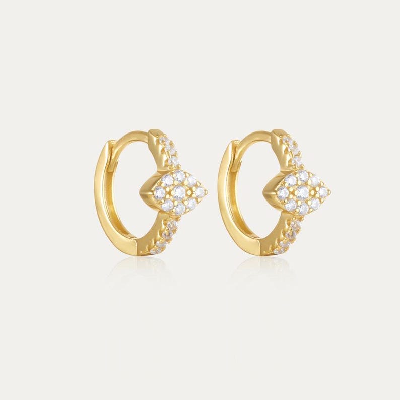 Zirconia evil eye huggie