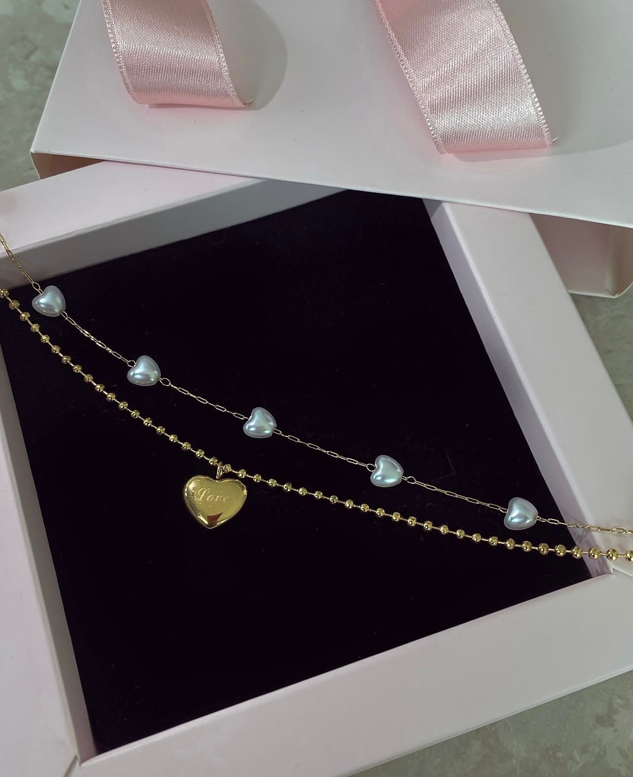Heart pearl anklet