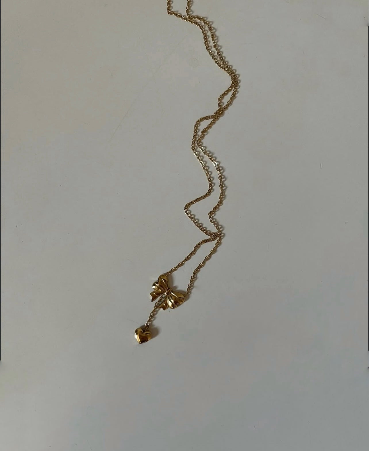 Bow drop heart necklace