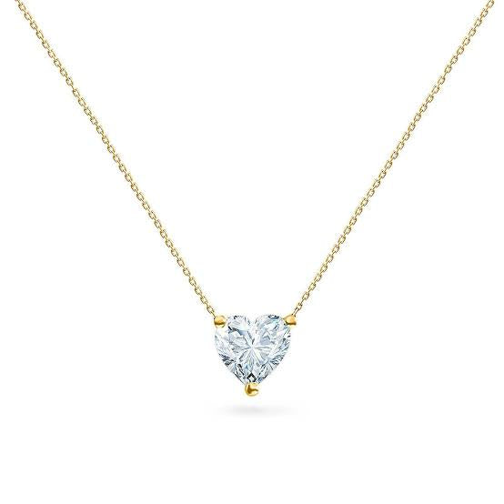 Minimal solitaire Heart Necklace