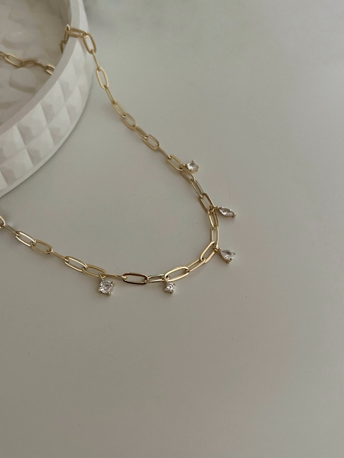Paperclip zirconia necklace
