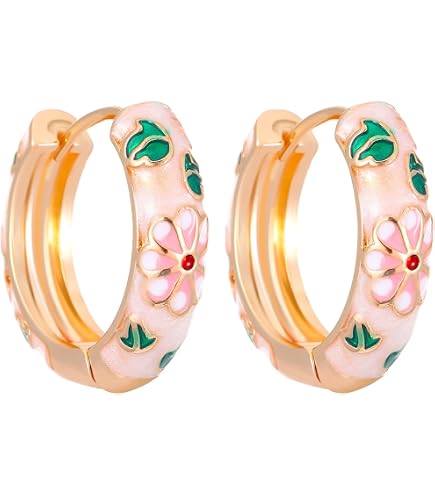 Pink floral Hoops