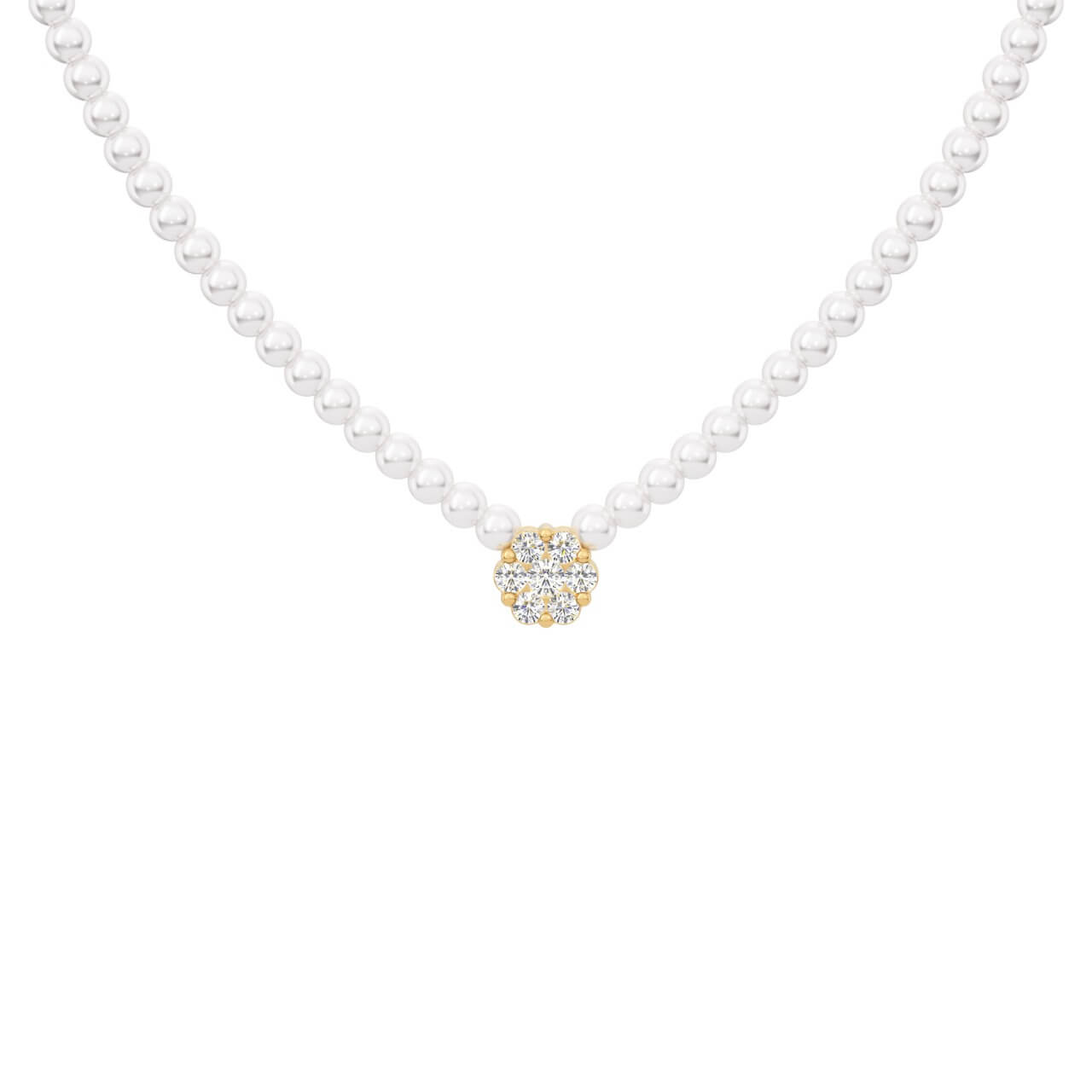 Flower cluster pearl necklace
