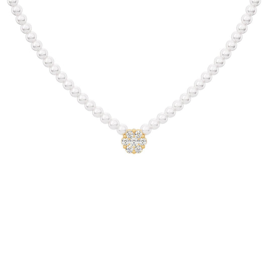 Flower cluster pearl necklace