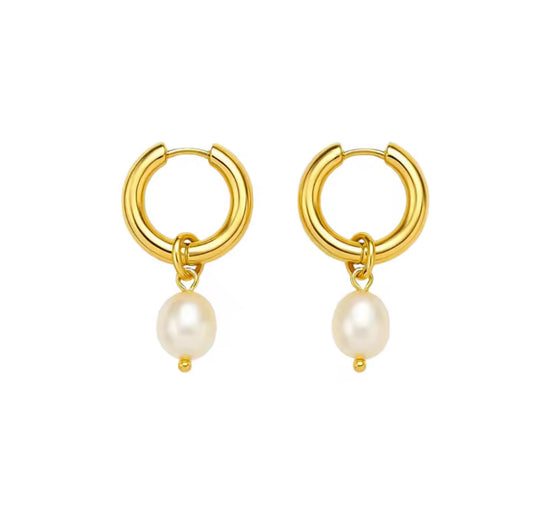 Single pearl Hoops