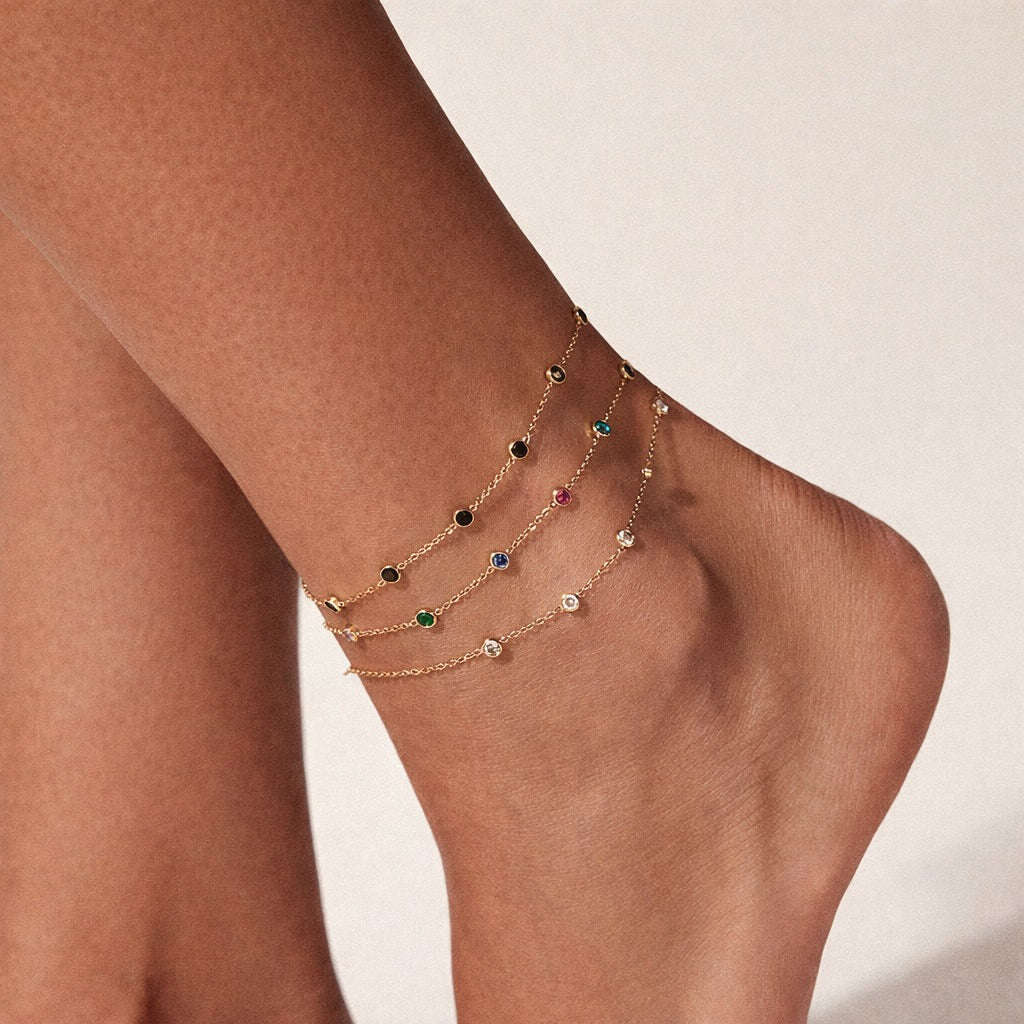 Zircon chain anklet