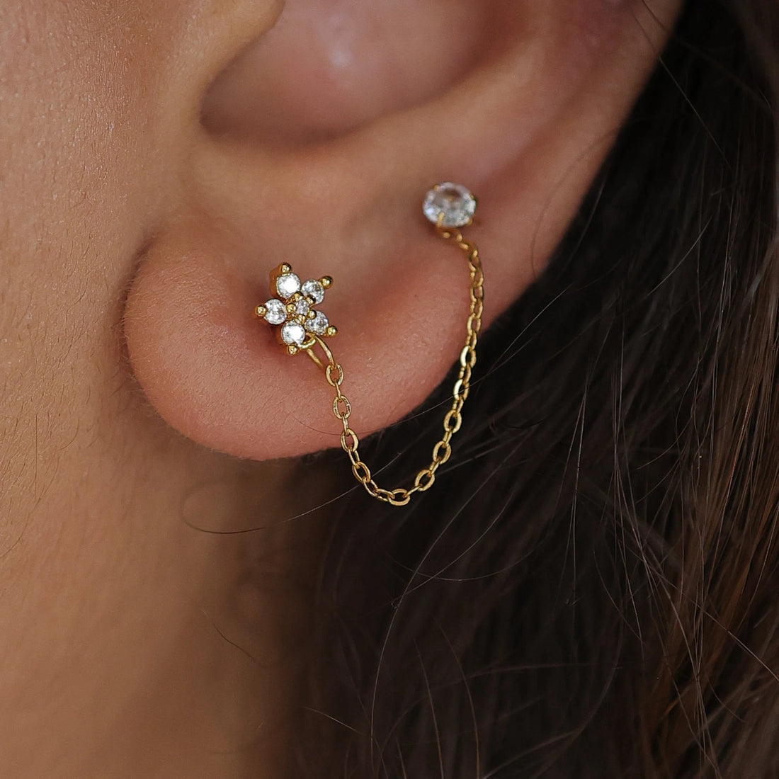 Minimal floral Double piercing