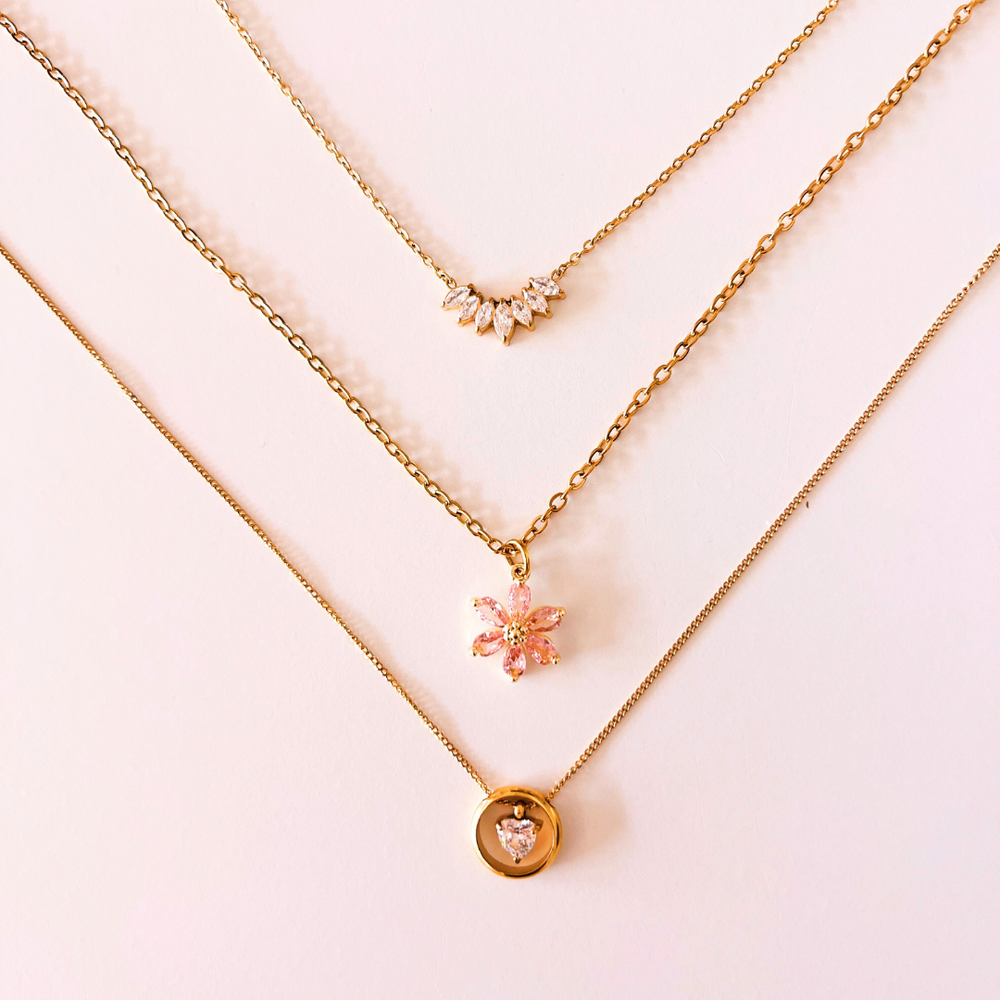 Pink flower necklace