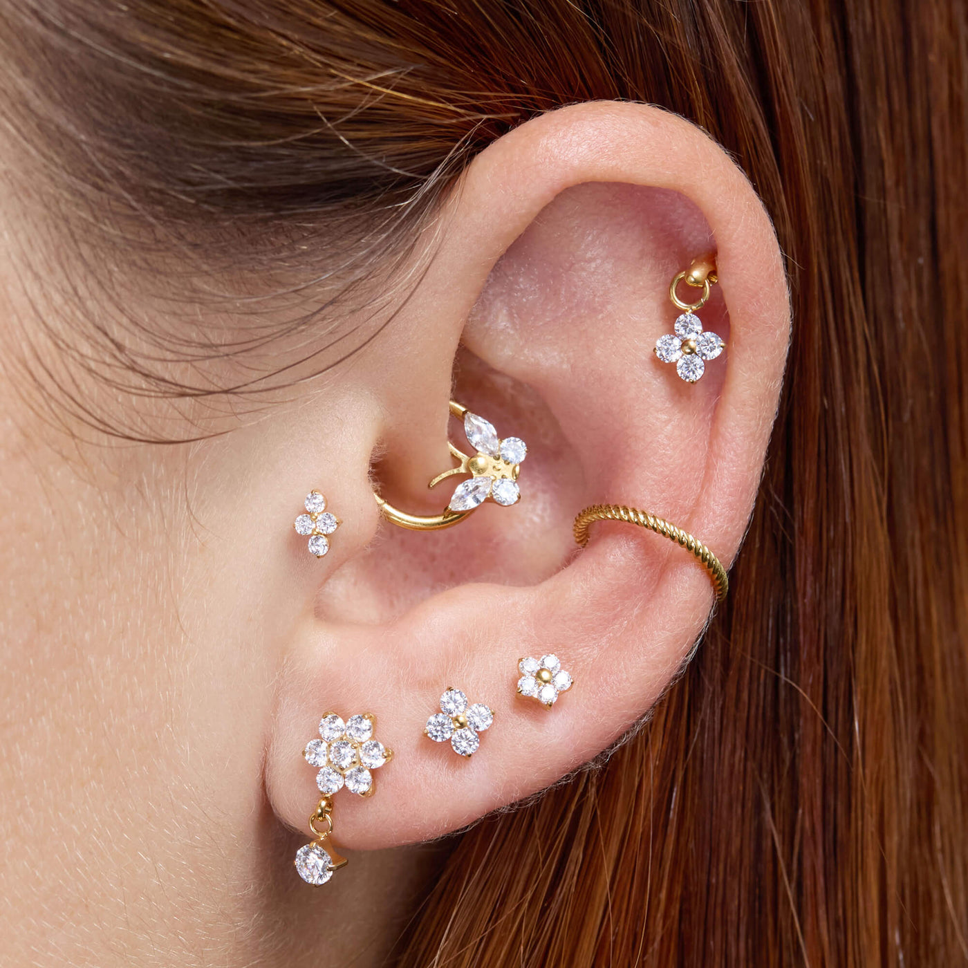 Flower dangle stud