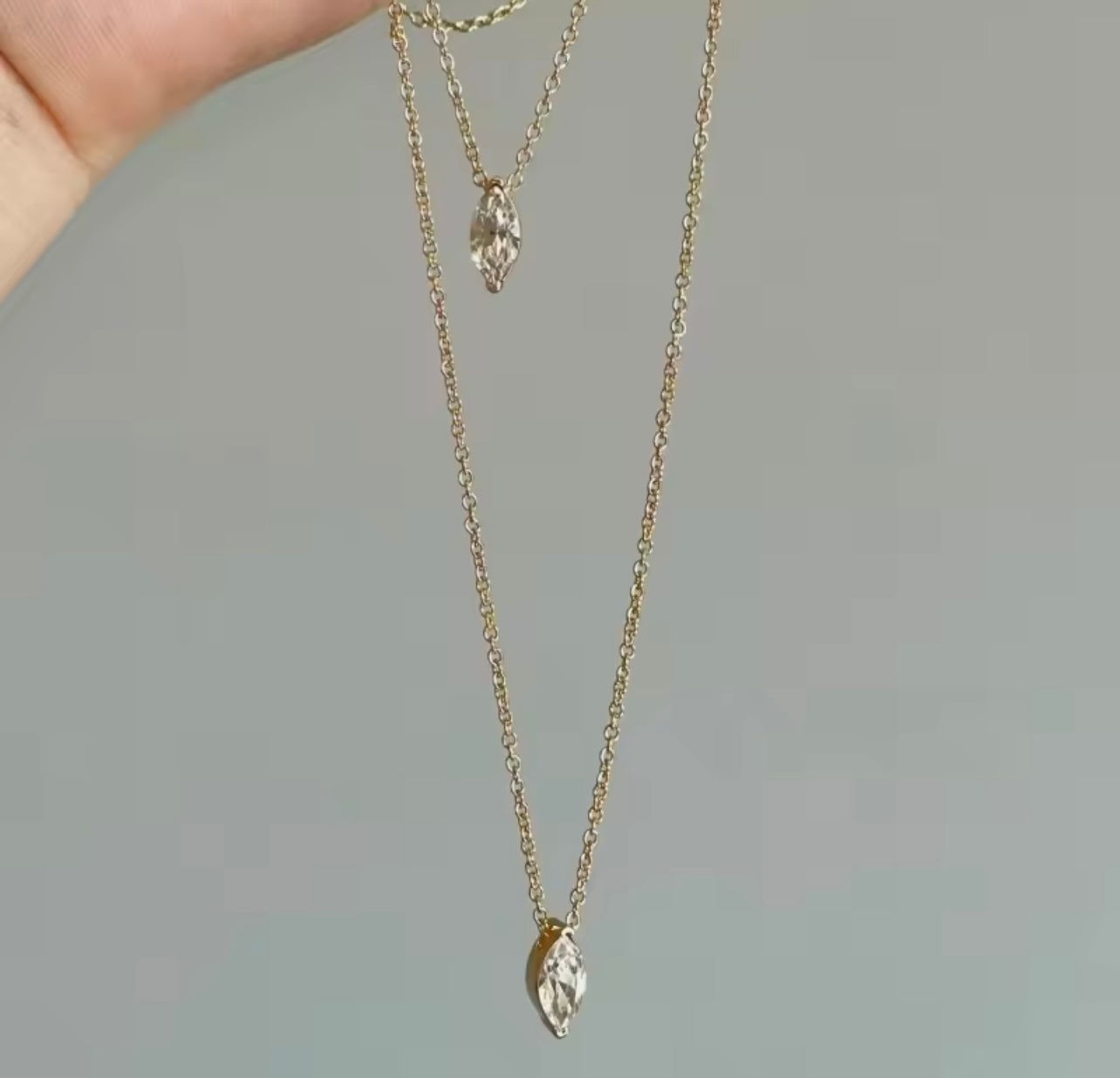 Minimal pear cut necklace