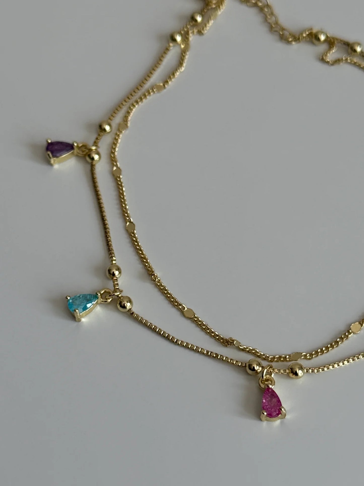 Multi drop zircon Anklet