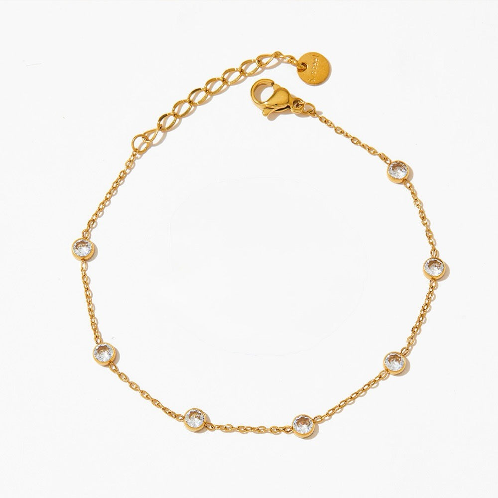 Zircon chain anklet