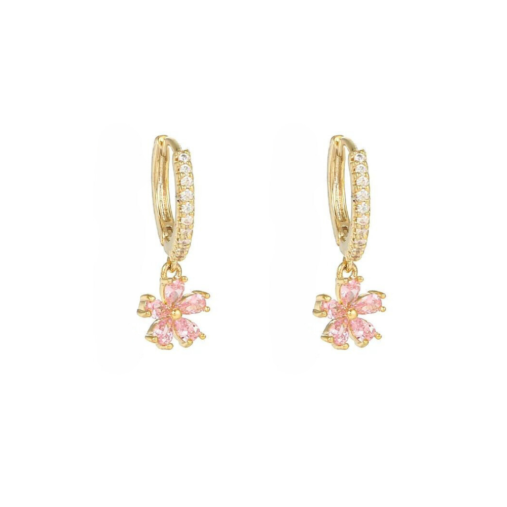 Pink Flower Hoops
