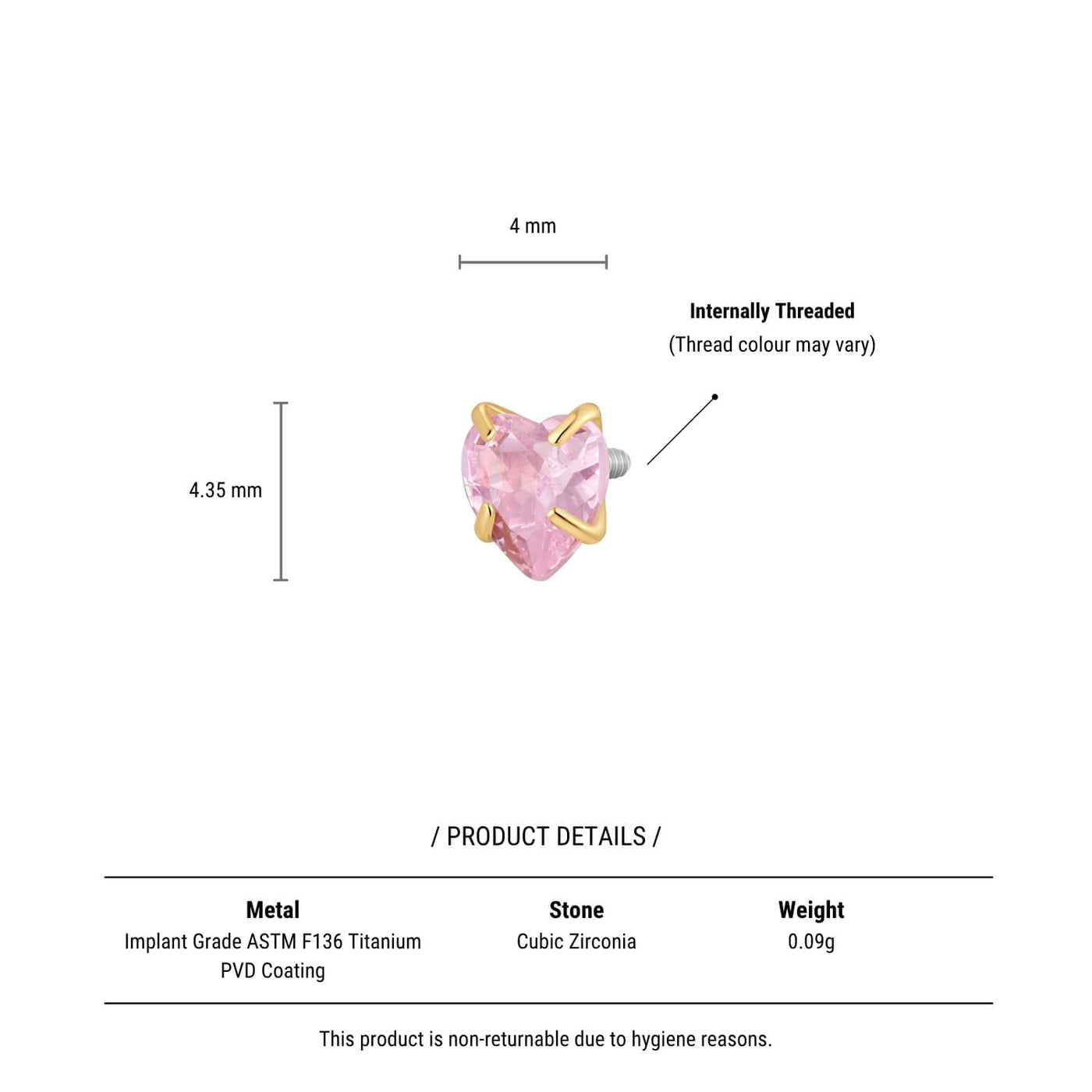 Blush Heart Stud
