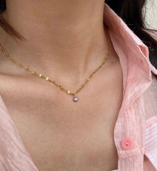 Minimal birthstone necklace