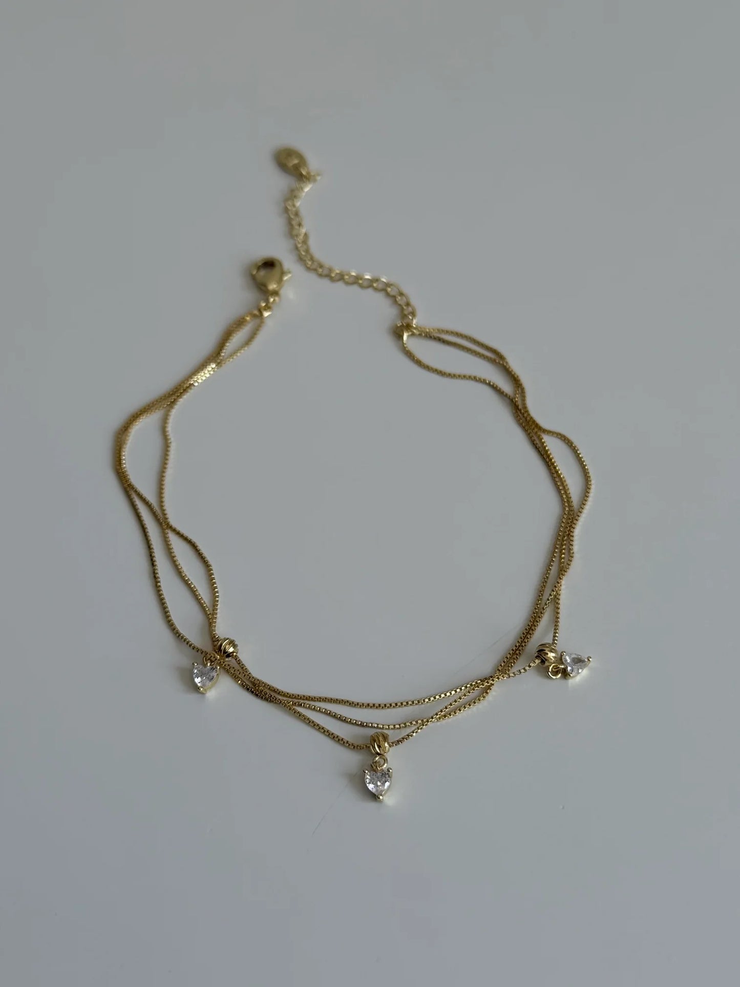 Minimal heart Triple layered anklet