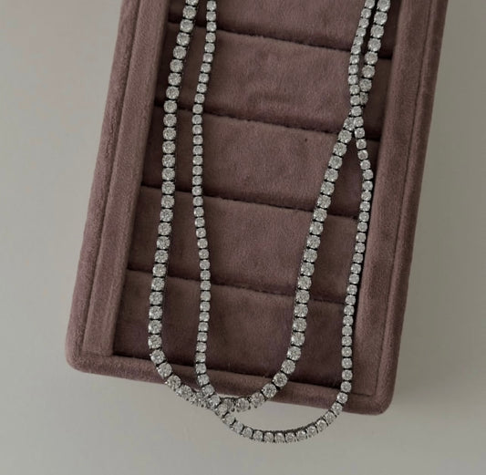 Sterling silver tennis necklace