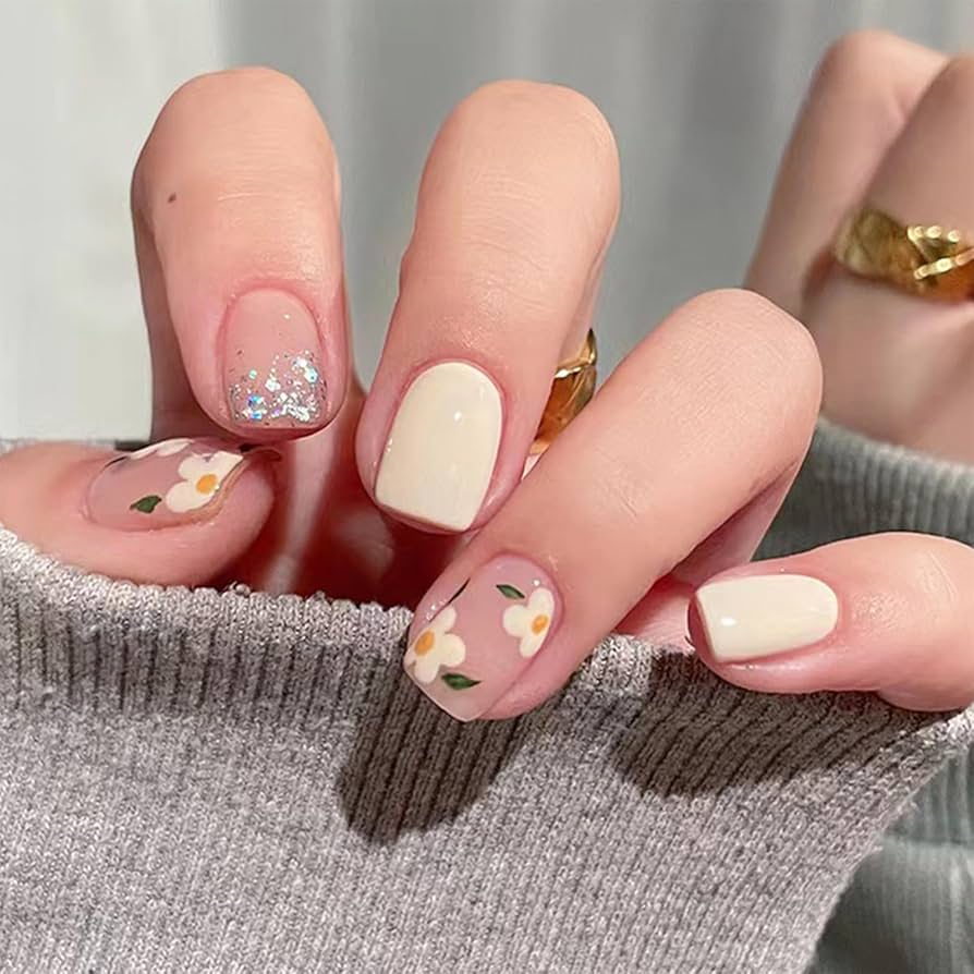 Short rainbow nails