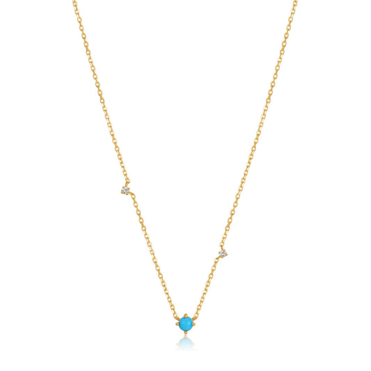 Dainty turquoise & diamond necklace