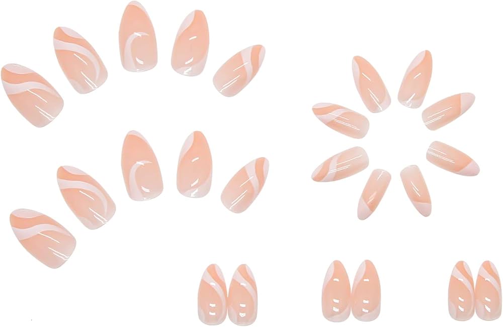 White & pink curve nails