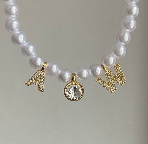 Dual initial pearl Necklace