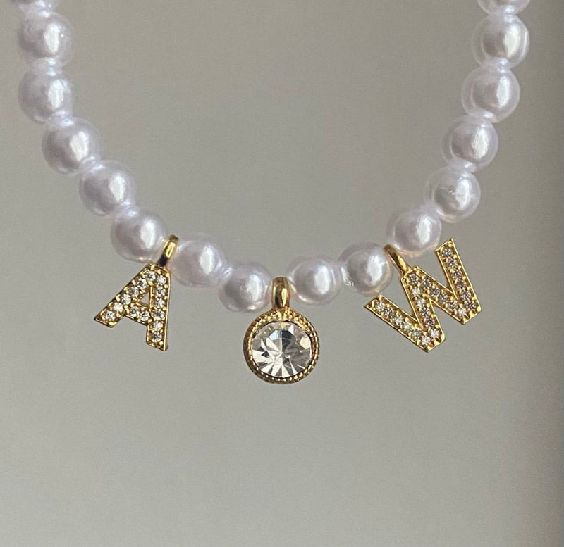 Dual initial pearl Necklace