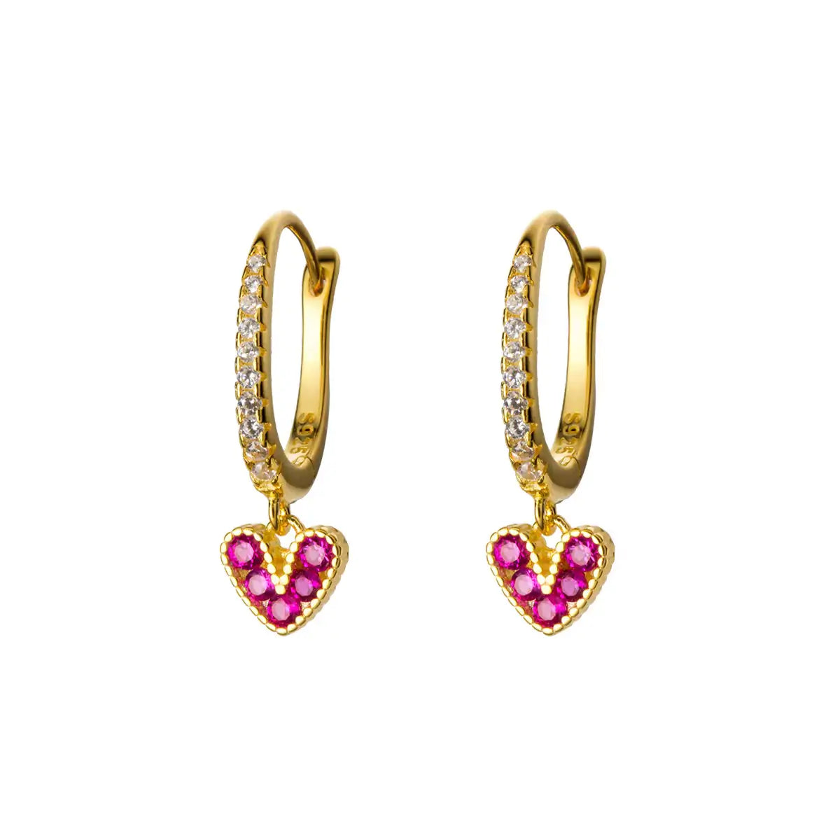 Ruby Heart Hoops