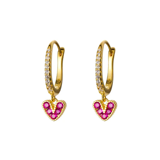 Ruby Heart Hoops