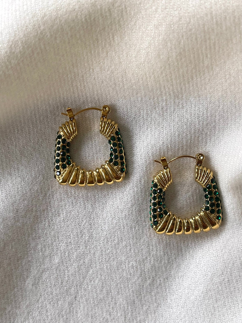 Emerald Knocker Hoops