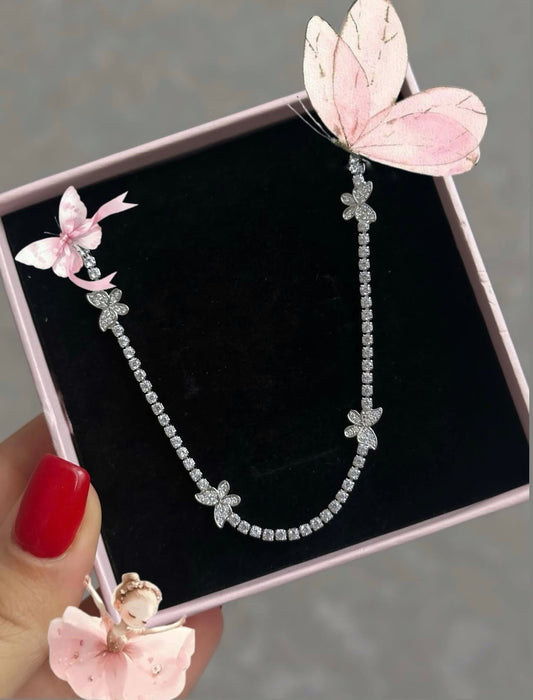 Butterfly charm cz tennis necklace