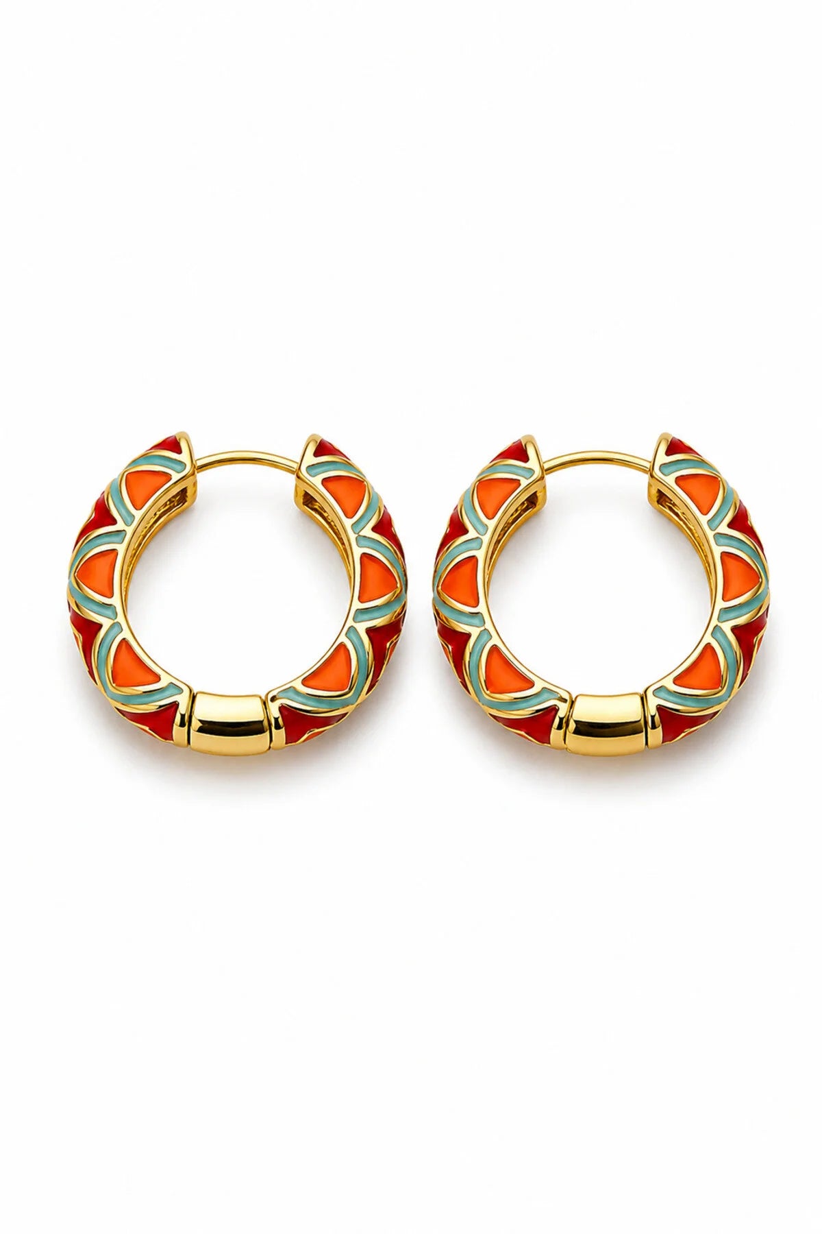 Orange Enamel Hoops