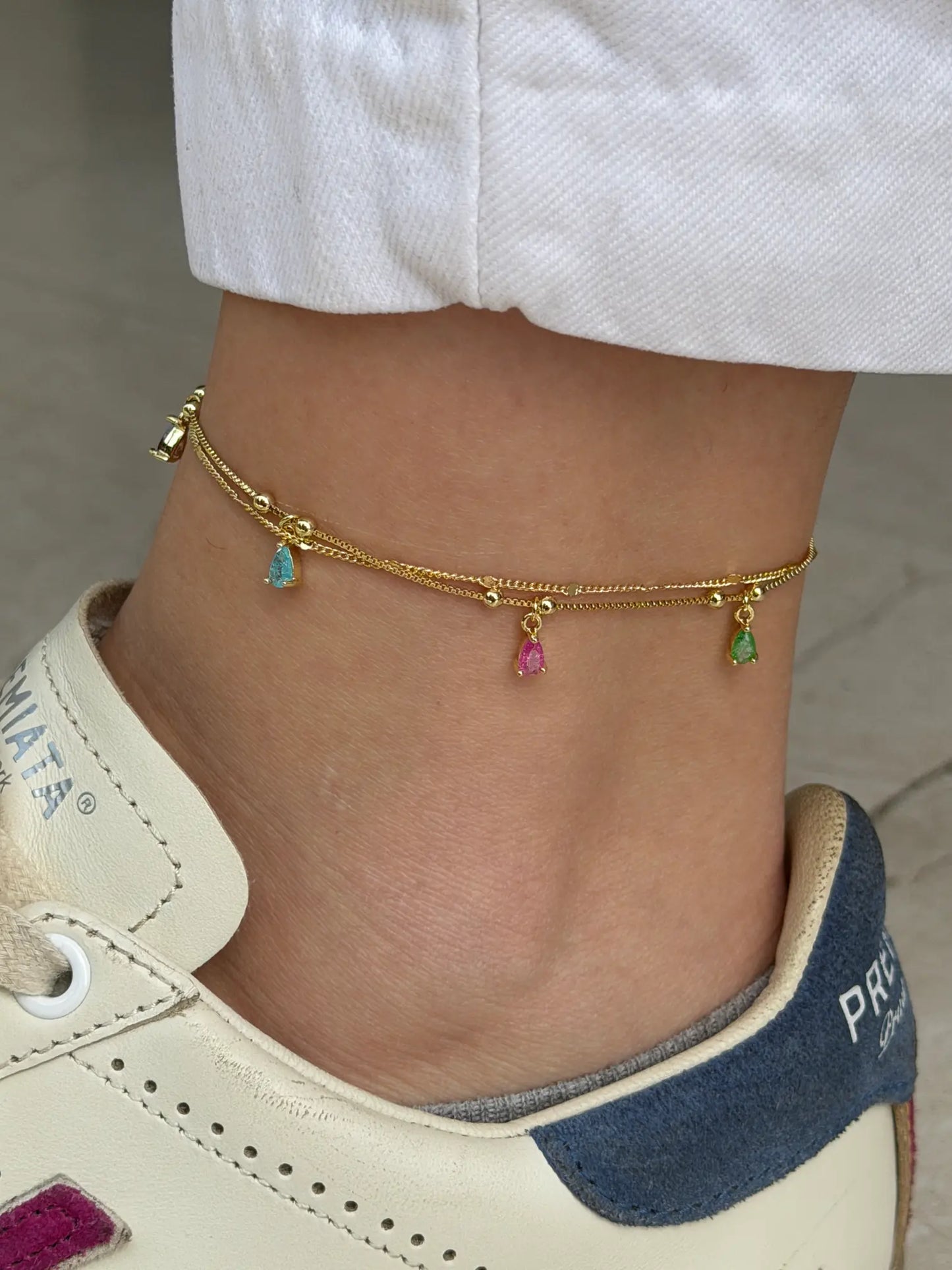 Multi drop zircon Anklet
