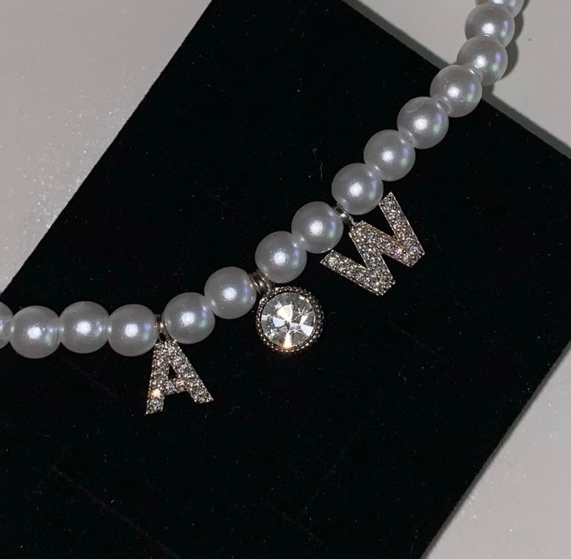 Dual initial pearl Necklace