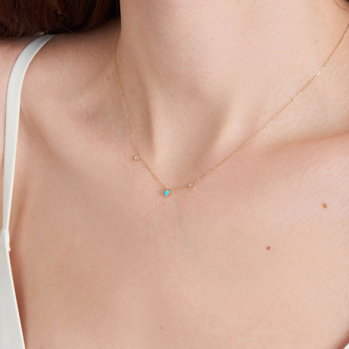 Dainty turquoise & diamond necklace
