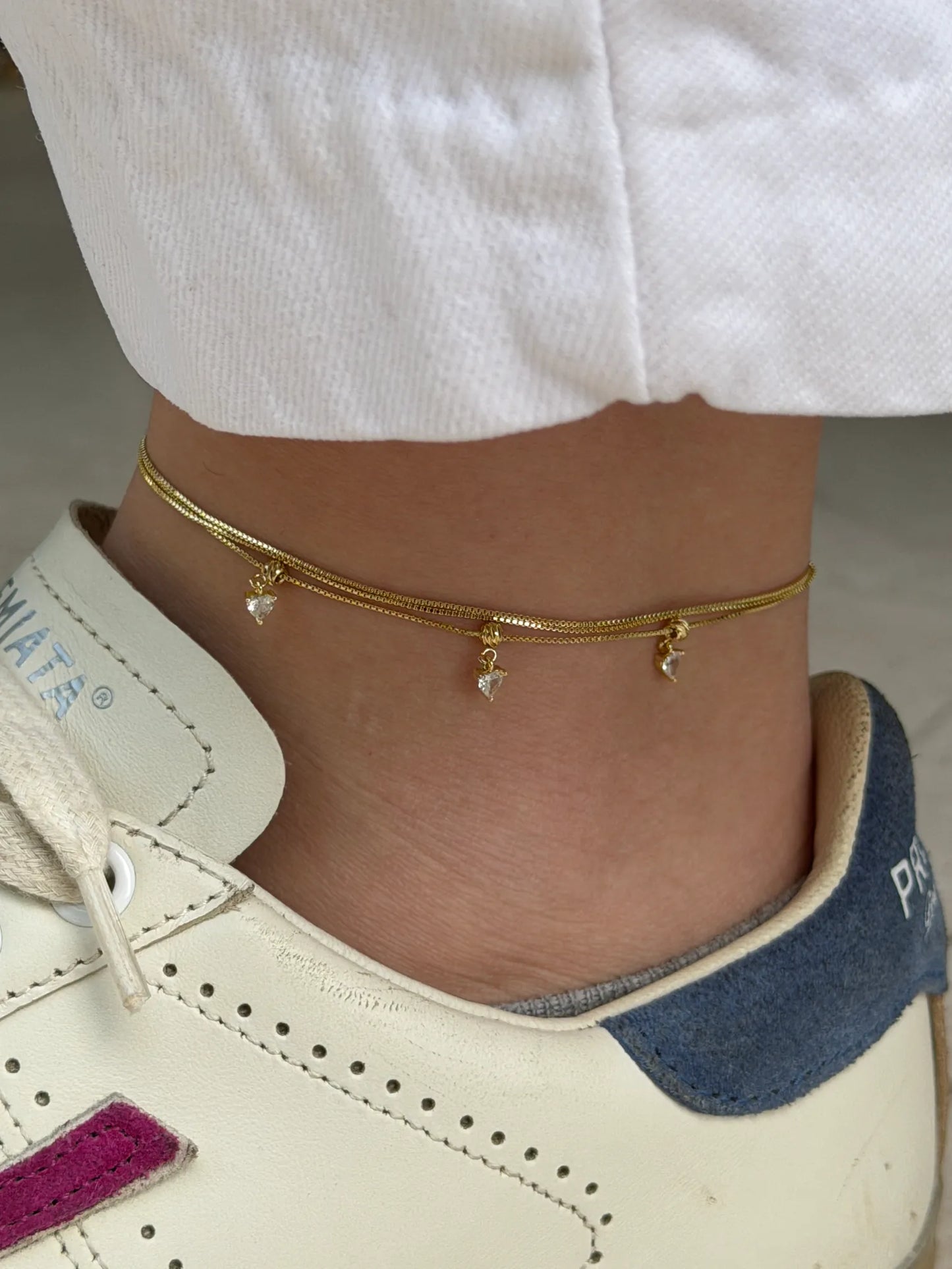 Minimal heart Triple layered anklet