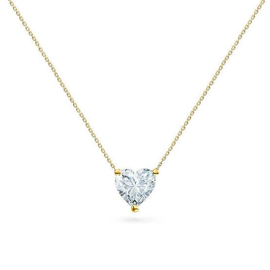 Minimal solitaire Heart Necklace